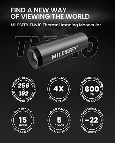 MiLESEEY Thermal Monocular T-Recon Hunter, 256x192 (25 Hz) TNV10 Aircraft Mg-Al Alloy Thermal Monocular for Hunting Handheld Thermal Imaging