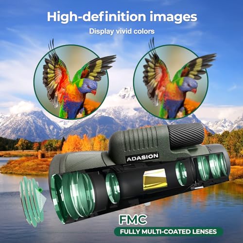 Adasion 12x56 HD Monocular Telescope High Powered with Smartphone Adapter, with Clear Low Light Vision