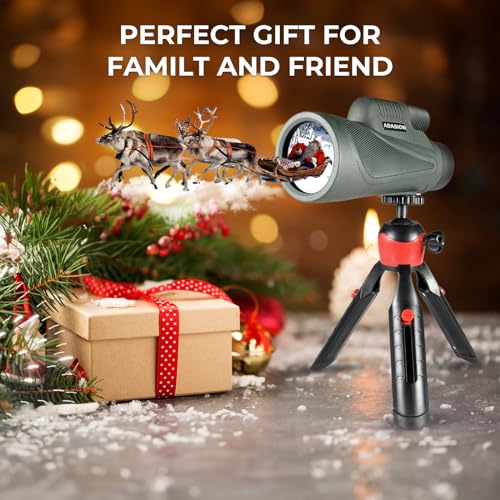 Adasion 12x56 HD Monocular Telescope High Powered with Smartphone Adapter, with Clear Low Light Vision