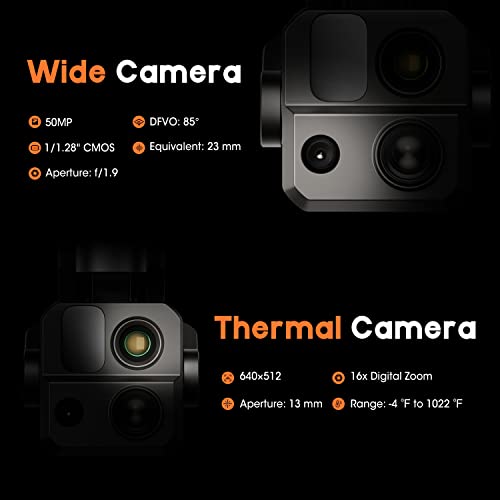 Autel Robotics EVO MAX 4T, Visiable/Zoom/Thermal/L-aser 4 Cameras in One Drone, 50MP&1/1.28" CMOS 8K Camera, 1-160x Super Zoom, 640×512 Thermal Resolution, 16.4–3737 ft L-aser Range, A-Mesh 1.0, 720° No Blind Spot, 42 Min, SkyLink 3.0 for 20KM Transmission