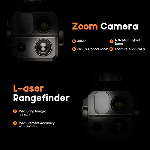 Autel Robotics EVO MAX 4T, Visiable/Zoom/Thermal/L-aser 4 Cameras in One Drone, 50MP&1/1.28" CMOS 8K Camera, 1-160x Super Zoom, 640×512 Thermal Resolution, 16.4–3737 ft L-aser Range, A-Mesh 1.0, 720° No Blind Spot, 42 Min, SkyLink 3.0 for 20KM Transmission