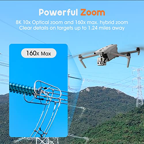 Autel Robotics EVO MAX 4T, Visiable/Zoom/Thermal/L-aser 4 Cameras in One Drone, 50MP&1/1.28" CMOS 8K Camera, 1-160x Super Zoom, 640×512 Thermal Resolution, 16.4–3737 ft L-aser Range, A-Mesh 1.0, 720° No Blind Spot, 42 Min, SkyLink 3.0 for 20KM Transmission