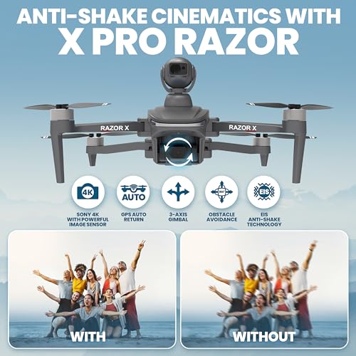 Drone-Clone Xperts X Pro Razor with Camera for Adults 4k - FAA Approved Professional Drone with Obstacle Avoidance - GPS Auto Return - Cameras with SONY Image Sensor & Night Vision for Video