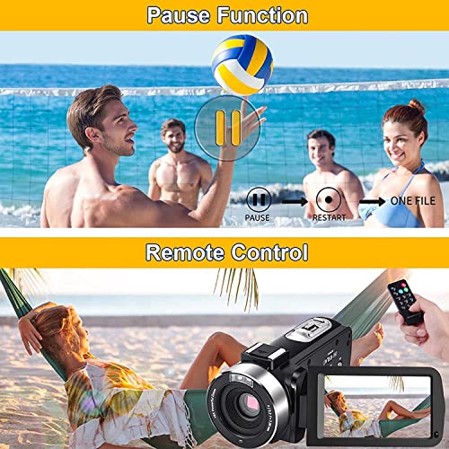 Seree Video Camera Camcorder Full HD 1080P 30FPS 24.0 MP IR Night Vision Vlogging Camera Recorder 3.0 Inch IPS Screen 16X Zoom Camcorders Camera Remote Control with 2 Batteries