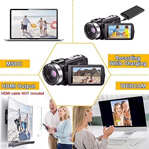 Seree Video Camera Camcorder Full HD 1080P 30FPS 24.0 MP IR Night Vision Vlogging Camera Recorder 3.0 Inch IPS Screen 16X Zoom Camcorders Camera Remote Control with 2 Batteries