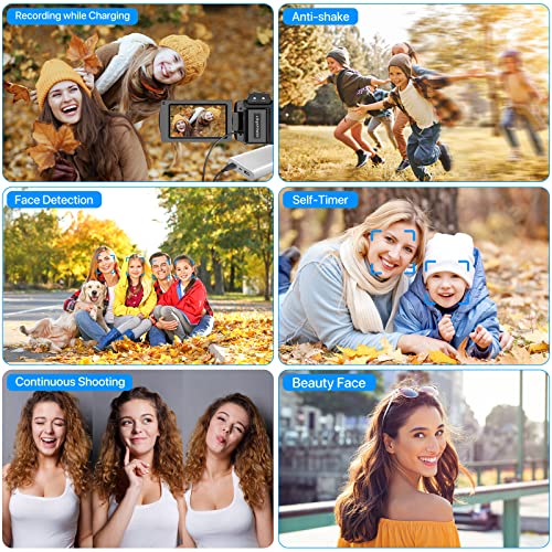 Zniaraki 4K Video Camera Camcorder 48MP UHD WiFi IR Night Vision Vlogging Camera for YouTube 16X Digital Zoom Touch Screen Camera Recorder with Microphone, Handheld Stabilizer, Lens Hood, Remote,2 Batteries