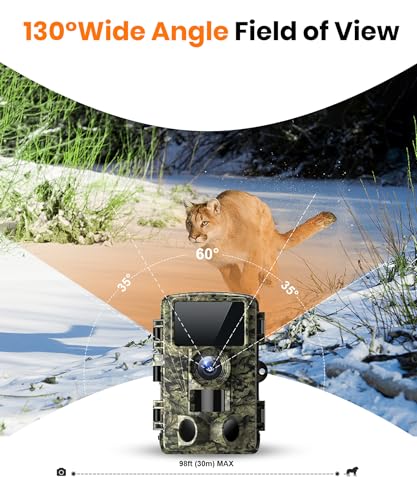 Dargahou Trail Camera - 4K 48MP Game Camera with Night Vision, 0.05s Trigger Motion Activated Hunting Camera, IP66 Waterproof, 130 Wide-Angle with 46pcs No Glow Infrared Leds for Outdoor Wildlife