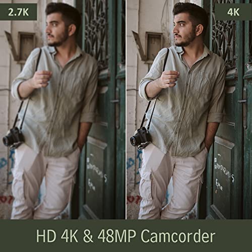 Delmodes 4K Video Camera Camcorder 48MP 30FPS with IR Night Vision,18X Digital Zoom Camera Recorder 3.0" LCD Touch Screen Vlogging Camera for YouTube with Remote Controller, 2 Batteries, 32GB SD Card