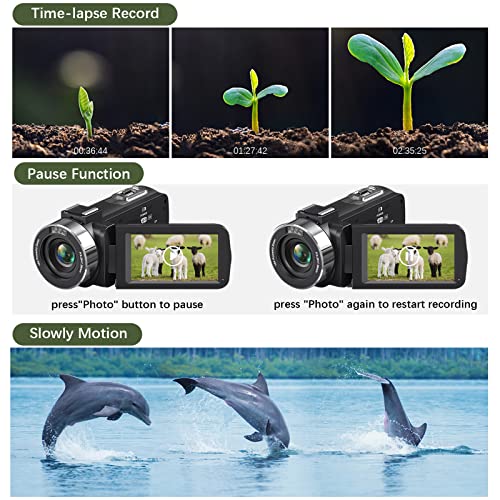 Delmodes 4K Video Camera Camcorder 48MP 30FPS with IR Night Vision,18X Digital Zoom Camera Recorder 3.0" LCD Touch Screen Vlogging Camera for YouTube with Remote Controller, 2 Batteries, 32GB SD Card