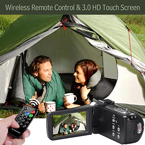 Delmodes 4K Video Camera Camcorder 48MP 30FPS with IR Night Vision,18X Digital Zoom Camera Recorder 3.0" LCD Touch Screen Vlogging Camera for YouTube with Remote Controller, 2 Batteries, 32GB SD Card