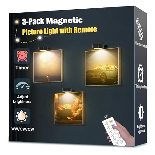 3-Pack Battery Operated LED Picture Lights with Remote