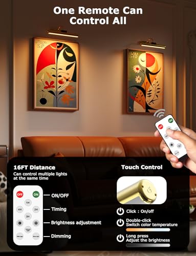 Skairipa Wireless Picture Light 2 Pack, 3 Color Modes