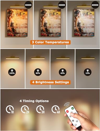 Skairipa Wireless Picture Light 2 Pack, 3 Color Modes