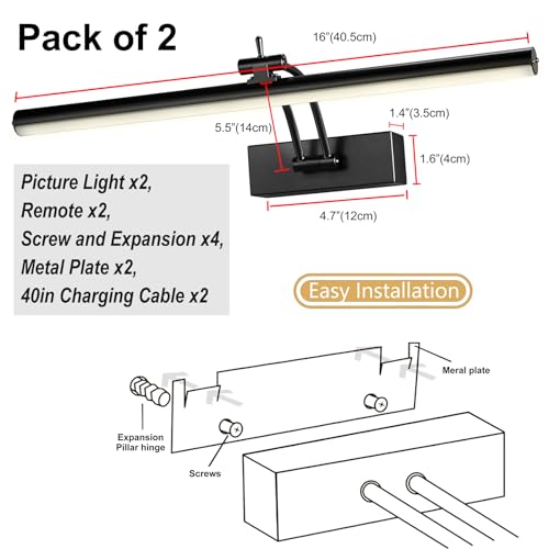 Yuichoy 2 Pack Battery Operated Picture Lights