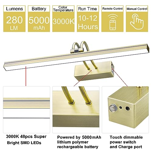16in Battery Operated Picture Light with Remote Control