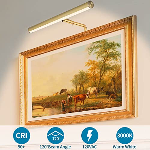 Xbuyee LED Picture Lights, 14 Inch Antique Brass