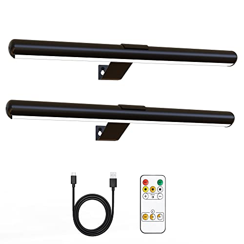 2pack Rechargeable Picture Lights with Remote, Metal, Black