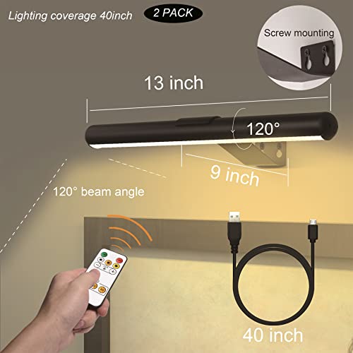 2pack Rechargeable Picture Lights with Remote, Metal, Black