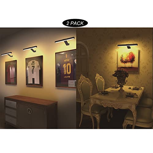 2pack Rechargeable Picture Lights with Remote, Metal, Black