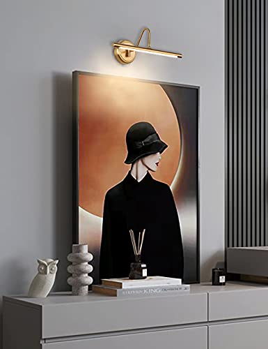 Modern Brass Picture Lights for Artwork Display, LED Swing Arm