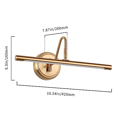 Modern Brass Picture Lights for Artwork Display, LED Swing Arm