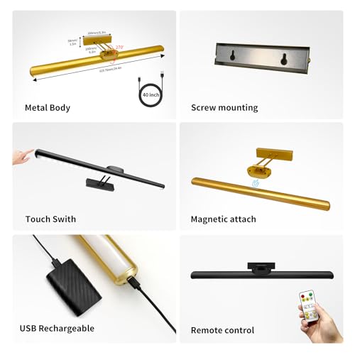 MQOUO 24.4" Wireless Picture Lights with Remote Control