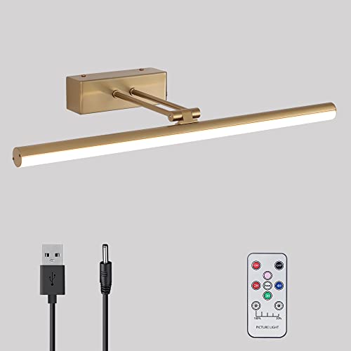 HOWMZON Battery Operated Art Picture Light 16" Brass