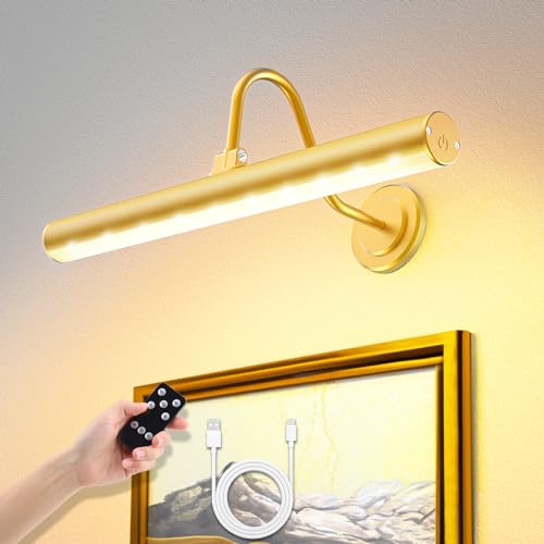 Gold Wireless Picture Light with Remote Control, Timer