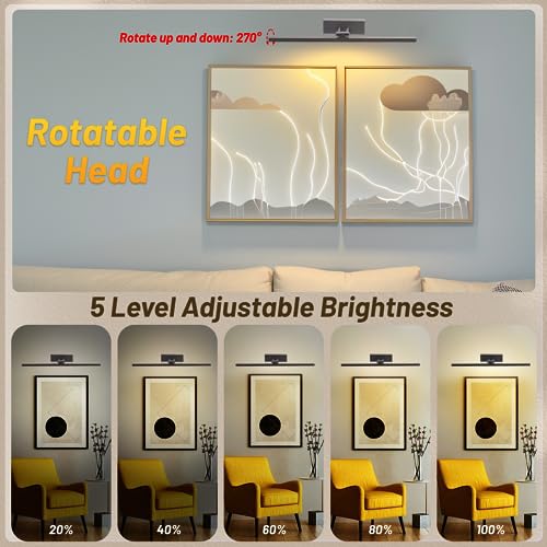 YQNLIFA Picture Light, Battery Operated 16” Art Light