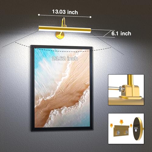 Gold Wireless Picture Light with Remote Control, Timer