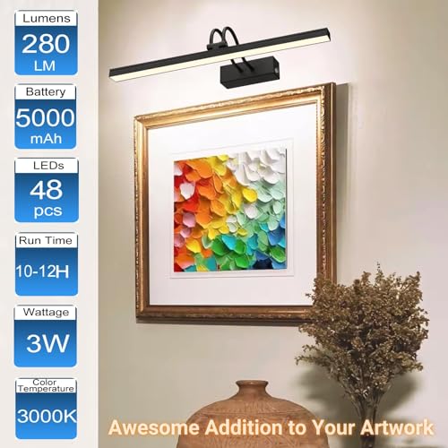 Wireless Rechargeable Picture Light with Remote & Dimmable