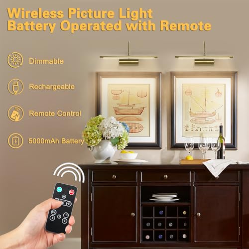 Golden Wireless Picture Light with Remote Control