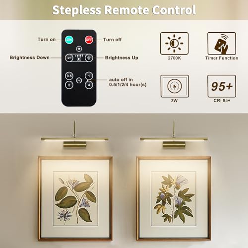 Golden Wireless Picture Light with Remote Control