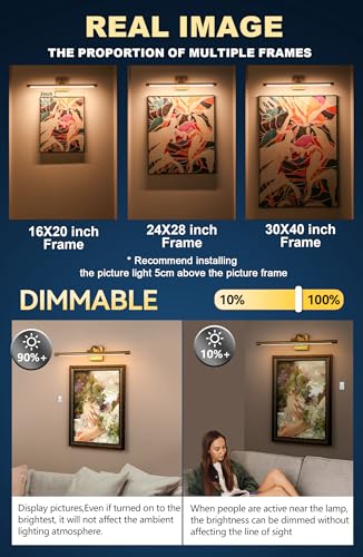 SEEDIQ Dimmable Picture Light 24 Inch Brass Finish