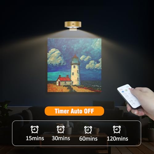 Wireless Dimmable Picture Light Set with Remote - Gold