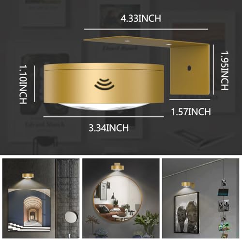 Wireless Dimmable Picture Light Set with Remote - Gold