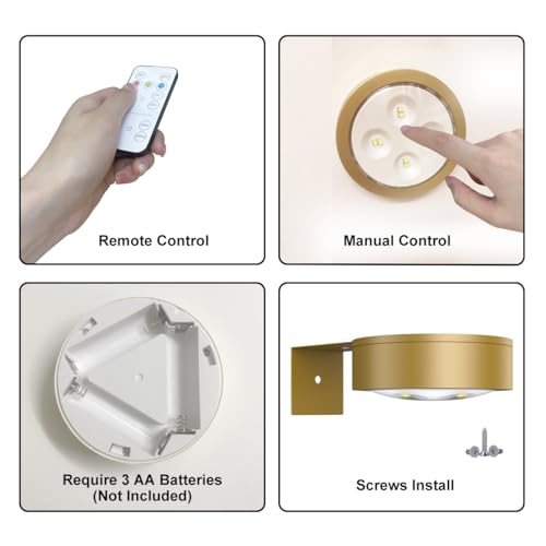 Wireless Dimmable Picture Light Set with Remote - Gold