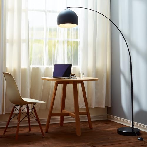 Teamson Home Arquer 66.93" Arc Floor Lamp with Black Marble Base