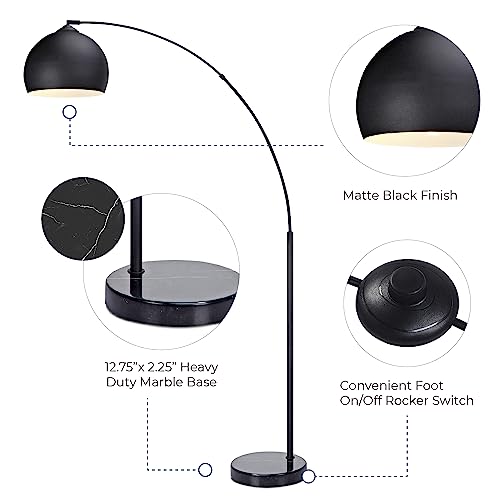 Teamson Home Arquer 66.93" Arc Floor Lamp with Black Marble Base
