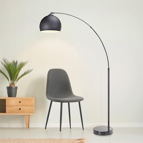 Teamson Home Arquer 66.93" Arc Floor Lamp with Black Marble Base