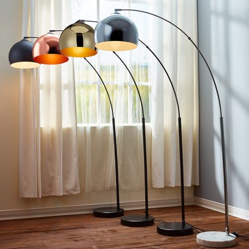 Teamson Home Arquer 66.93" Arc Floor Lamp with Black Marble Base