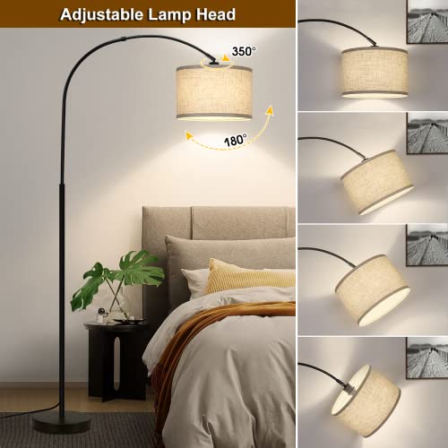 Modern Black Arc Floor Lamp with Adjustable Hanging Shade