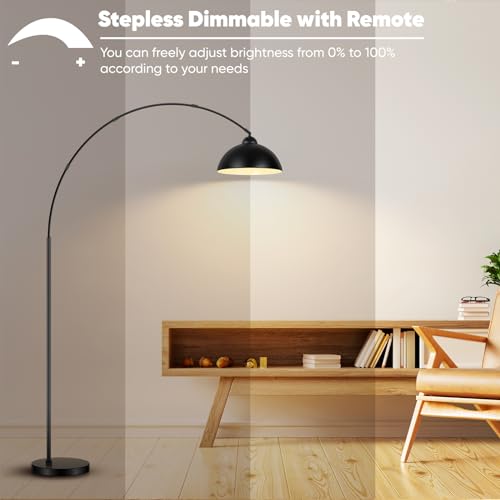 Modern Black 78" Arc Floor Lamp with Remote
