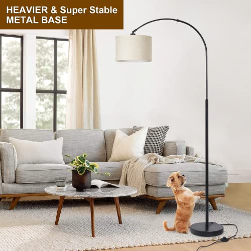 Modern Black Arc Floor Lamp with Adjustable Hanging Shade