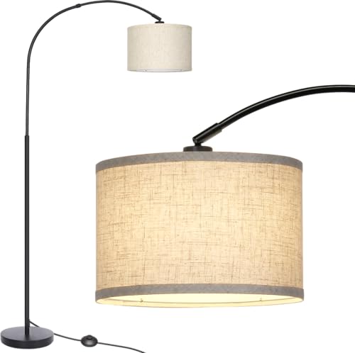 Modern Black Arc Floor Lamp with Adjustable Hanging Shade
