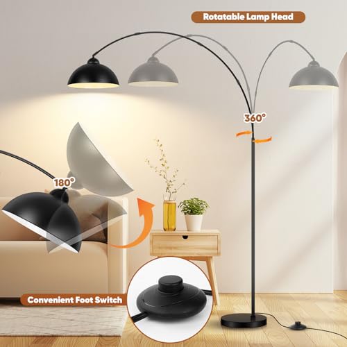 Modern Black 78" Arc Floor Lamp with Remote