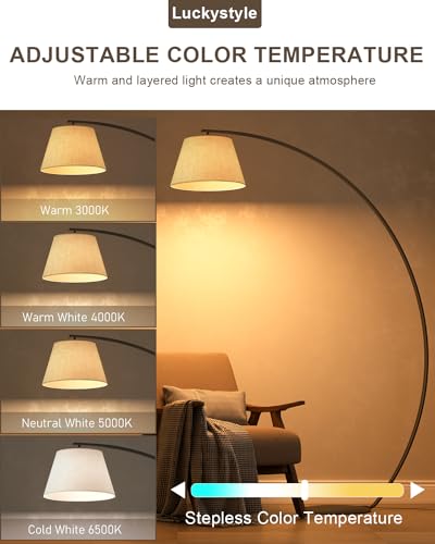 luckystyle Extra Tall Arc Floor Lamp with Dimmable LED