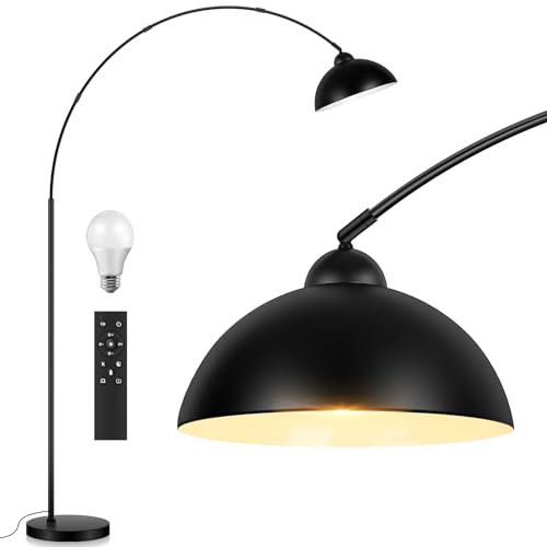 Modern Black 78" Arc Floor Lamp with Remote