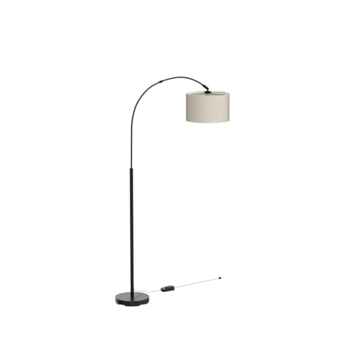 Adjustable Arc Floor Lamp with Dimmable Hanging Shade