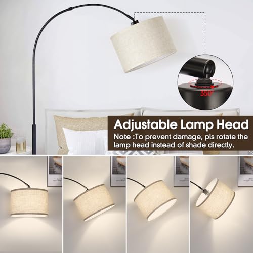 Adjustable Arc Floor Lamp with Dimmable Hanging Shade